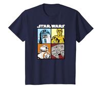 Star Wars Droids and Ships White Camiseta, Niños, Azul Marino, 3 años