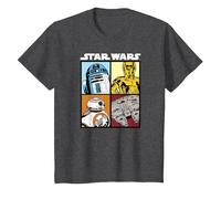 Star Wars Droids and Ships White Camiseta, Niños, Jaspeado Oscuro, 12 años