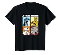 Star Wars Droids and Ships White Camiseta, Niños, Negro, 10 años