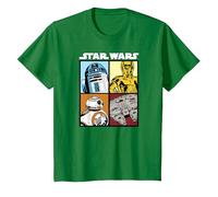 Star Wars Droids and Ships White Camiseta, Niños, Verde Kelly, 3 años