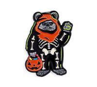 Star Wars Ewok Wicket - Pin esmaltado de esqueleto de Halloween que brilla en la oscuridad exclusivo | Accesorios de insignia para cordón, mochila, ropa