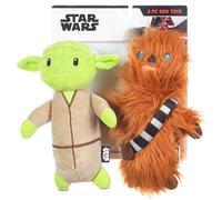 Star Wars for Pets Paquete múltiple de 2 juguetes para perros, YODA y Chewbacca estilo Bobo, juguetes de felpa de Star Wars, juguetes de felpa de tela para perros, juguetes chirriantes de Star Wars