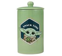 Star Wars for Pets The Mandalorian Snack Time - Tarro de cerámica para golosinas para perros con tapa, apto para lavavajillas, contenedor de almacenamiento de alimentos para perros Baby Yoda verde,