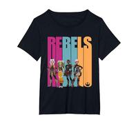 Star Wars Forces of Destiny Rebels Camiseta, Mujer Tallas Grandes, Negro, 1XL Grande