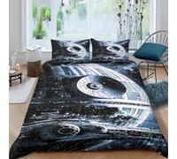 Star Wars Funda Nórdica para Dormitorio 3D Impresión Estrella de la Muerte Funda De Edredón Y Funda De Almohada con Cremallera Juego De Ropa De Cama Microfibra 3 Piezas King(220x240cm)