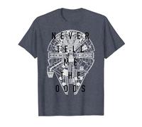 Star Wars Halcón Milenario Never Tell Me The Odds Top View Camiseta, Hombre, Azul Jaspeado, 5XL