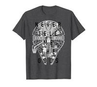 Star Wars Halcón Milenario Never Tell Me The Odds Top View Camiseta, Hombre, Jaspeado Oscuro, L