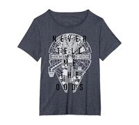 Star Wars Halcón Milenario Never Tell Me The Odds Top View Camiseta, Mujer Tallas Grandes, Azul Jaspeado, 5XL Grande