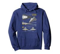 Star Wars Imperial Star Destroyer Schematic Blueprint Sudadera con Capucha, Unisex para Adultos, Azul Marino, S