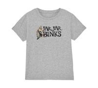 Star Wars Jar Jar Binks - Camiseta Unisex para niños, Color Jaspeado atlético, 7-8 años, Gris, 7-8 años