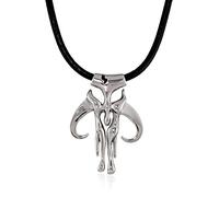 Star Wars Jewelry Collar con colgante de cuerda de cuero de acero inoxidable con símbolo de mandaloria, unisex, 61 cm