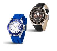 Star Wars Juego de 2 Relojes para Hombre, con diseños de Esfera BB-8 y Stormtrooper de Primera Orden, biseles Negros y Azules con Correas de Cuero y Silicona, Regalo audaz de Ciencia ficción, obtén 2