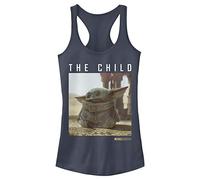 STAR WARS Junior's The Mandalorian Green Child Slim Fit, Scoop Hem Racerback Tank, Indigo, 2X