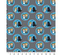 Star Wars Kawaii Duo Tokens - Tela de algodón por metro, 112 cm de ancho (100% algodón, tela con licencia original, ideal para manualidades, acolchado, costura, banderines, costura)