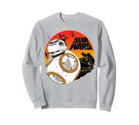 Star Wars Last Jedi BB-8 Retro Sunset Rollabout Sudadera, Unisex para Adultos, Gris Jaspeado, S