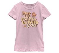 STAR WARS Little, Big Vintage Fourth Girls Short Sleeve Tee Shirt, Light Pink, X-Large