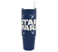 Star Wars Lucas - Vaso aislado de 900 ml con popote y tapa, producto oficial de Polar Gear Vehículos, vaso de viaje con temática de vehículos | Vaso aislado de acero inoxidable de doble pared