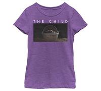 STAR WARS Mandalorian Float Child Girls Short Sleeve Tee Shirt, Purple Berry, Small