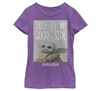STAR WARS Mandalorian Good Side Girls Short Sleeve Tee Shirt, Purple Berry, Large
