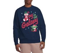 Star Wars Mandalorian Grogu Christmas Joy to The Galaxy Sweatshirt, Navy Sudadera, Azul Marino, M Unisex Adulto