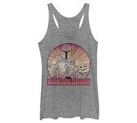STAR WARS Mandalorian Inside The Lines Women's Racerback Tank Top, Gray Heather, Large