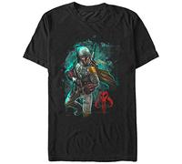Star Wars Mandalorian Warrior Camiseta, Negro, L para Hombre