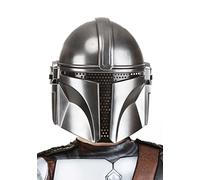 Star Wars - Máscara infantil de The Mandalorian, accesorio de casco de disfraz de Halloween para niños, color plateado estándar con licencia oficial