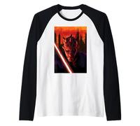 Star Wars Maul Shadow Lord Sith Lord In Front of Cityscape Camiseta Manga Raglan