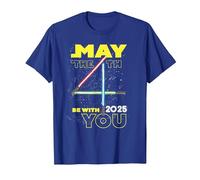 Star Wars May The 4th Be with You 2025 Lightsabers Camiseta, Hombre, Azul Real, XL