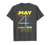 Star Wars May The 4th Be with You 2025 Lightsabers Camiseta, Hombre, Jaspeado Oscuro, 5XL