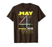 Star Wars May The 4th Be with You 2025 Lightsabers Camiseta, Hombre, Marrón, 3XL