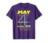 Star Wars May The 4th Be with You 2025 Lightsabers Camiseta, Hombre, Morado, S