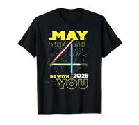 Star Wars May The 4th Be with You 2025 Lightsabers Camiseta, Hombre, Negro, L