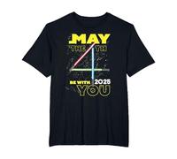 Star Wars May The 4th Be with You 2025 Lightsabers Camiseta, Hombre Tallas Grandes, Negro, 2X Alto