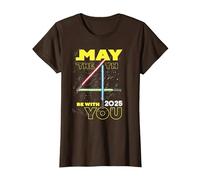 Star Wars May The 4th Be with You 2025 Lightsabers Camiseta, Mujer, Marrón, S