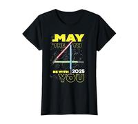 Star Wars May The 4th Be with You 2025 Lightsabers Camiseta, Mujer, Negro, L