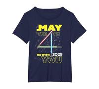 Star Wars May The 4th Be with You 2025 Lightsabers Camiseta, Mujer Tallas Grandes, Azul Marino, 5XL Grande