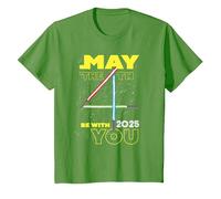 Star Wars May The 4th Be with You 2025 Lightsabers Camiseta, Niños, Hierba, 2 años