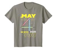 Star Wars May The 4th Be with You 2025 Lightsabers Camiseta, Niños, Pizarra, 8 años