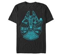 Star Wars Millenium Falcon Blueprint Hombre Camiseta Negro XXL 100% algodón Regular