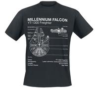 Star Wars Millenium Falcon Sketch Männer T-Shirt schwarz Disney, Fan-Merch, Film