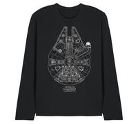 Star Wars Millenium Lines Unisex Long Sleeve T Shirt, Black, Large