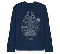 Star Wars Millenium Lines Unisex Long Sleeve T Shirt, Navy, Large