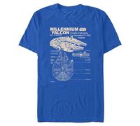 Star Wars Millennium Falcon Detailed Drawing Camiseta Hombre, Real, L