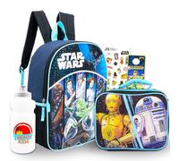 Star Wars Mochila con lonchera para niños, paquete con mochila de lujo de 16 pulgadas, bolsa de almuerzo aislada, botella de agua, más | Suministros escolares de Star Wars
