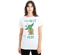 Star Wars Mother's Day Yoda Best Mom Ladies T Shirt, White Camiseta, Blanco, XL para Mujer