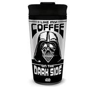 Star Wars MTM25709 - Taza de viaje (metal, 425 ml), diseño con texto J'aime Mon Café del lado oscuro