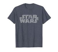 Star Wars Original Logo Weathered Camiseta, Hombre, Azul Jaspeado, S