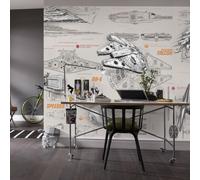 Komar Papel Pintado Star Wars Blueprints, diseño de Star Wars, Multicolor, 8 Piezas