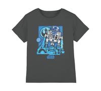Star Wars Papercut R2D2 - Camiseta Unisex para niños, Color carbón, 12-13 años, Gris Oscuro, 12-13 años